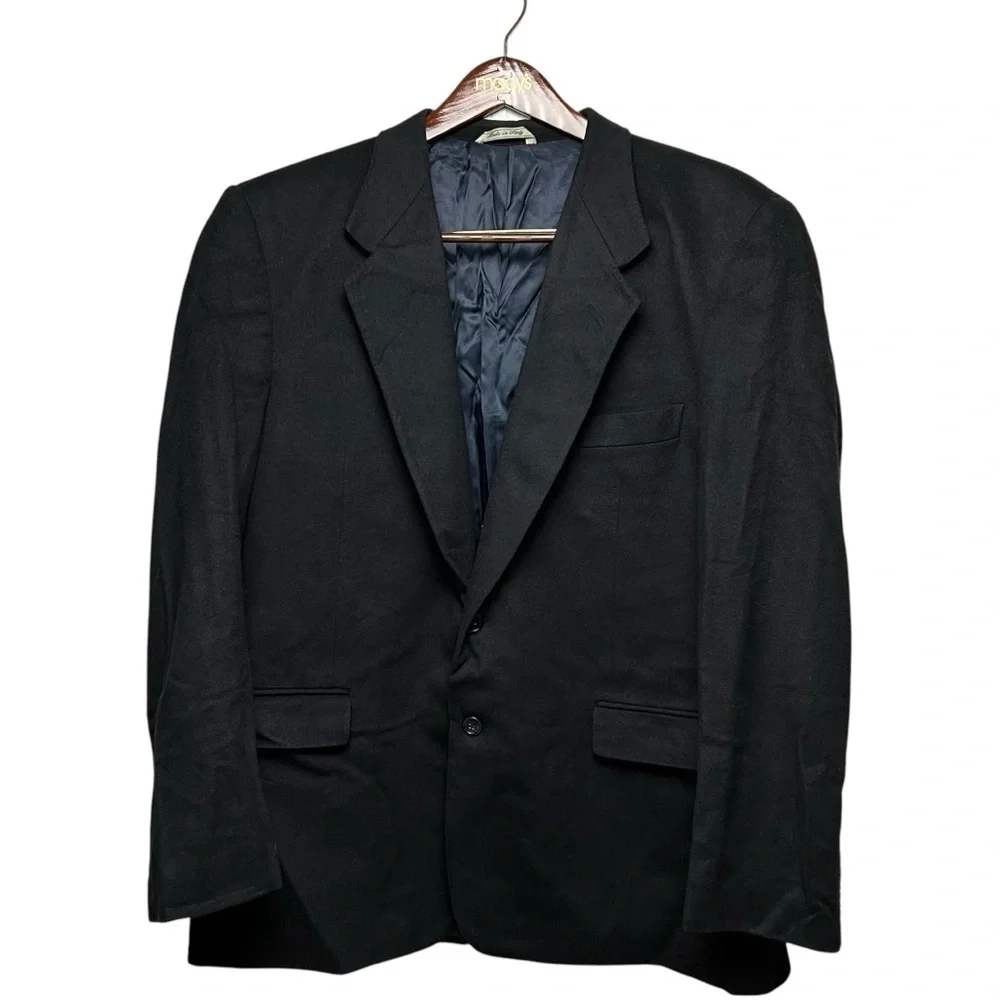 Italy 100% Cashmere 2 Button Black Blazer Sports Jacket SZ XL 48 Bloke Giorgio V